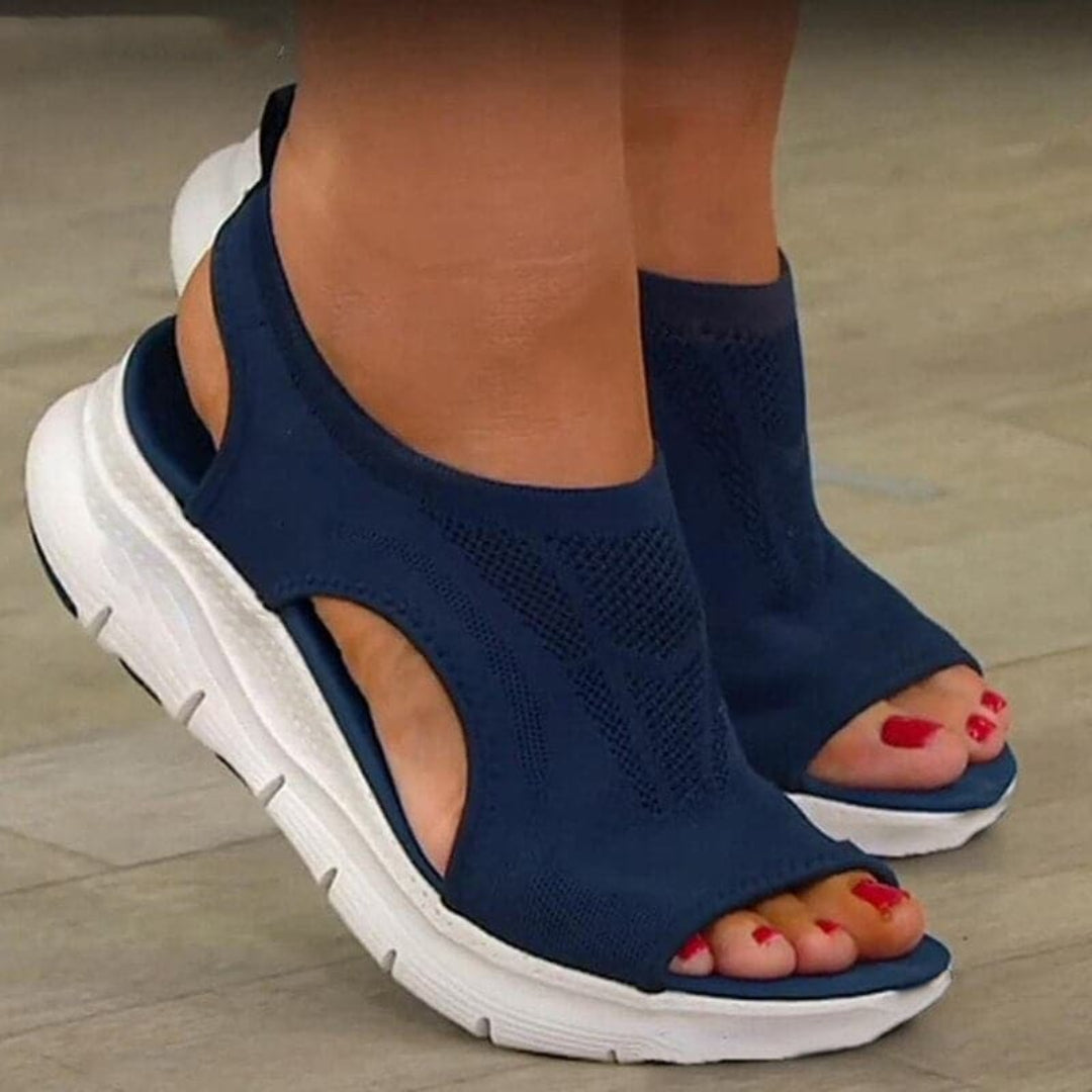 Sporty slip-on knit sandals with open toe