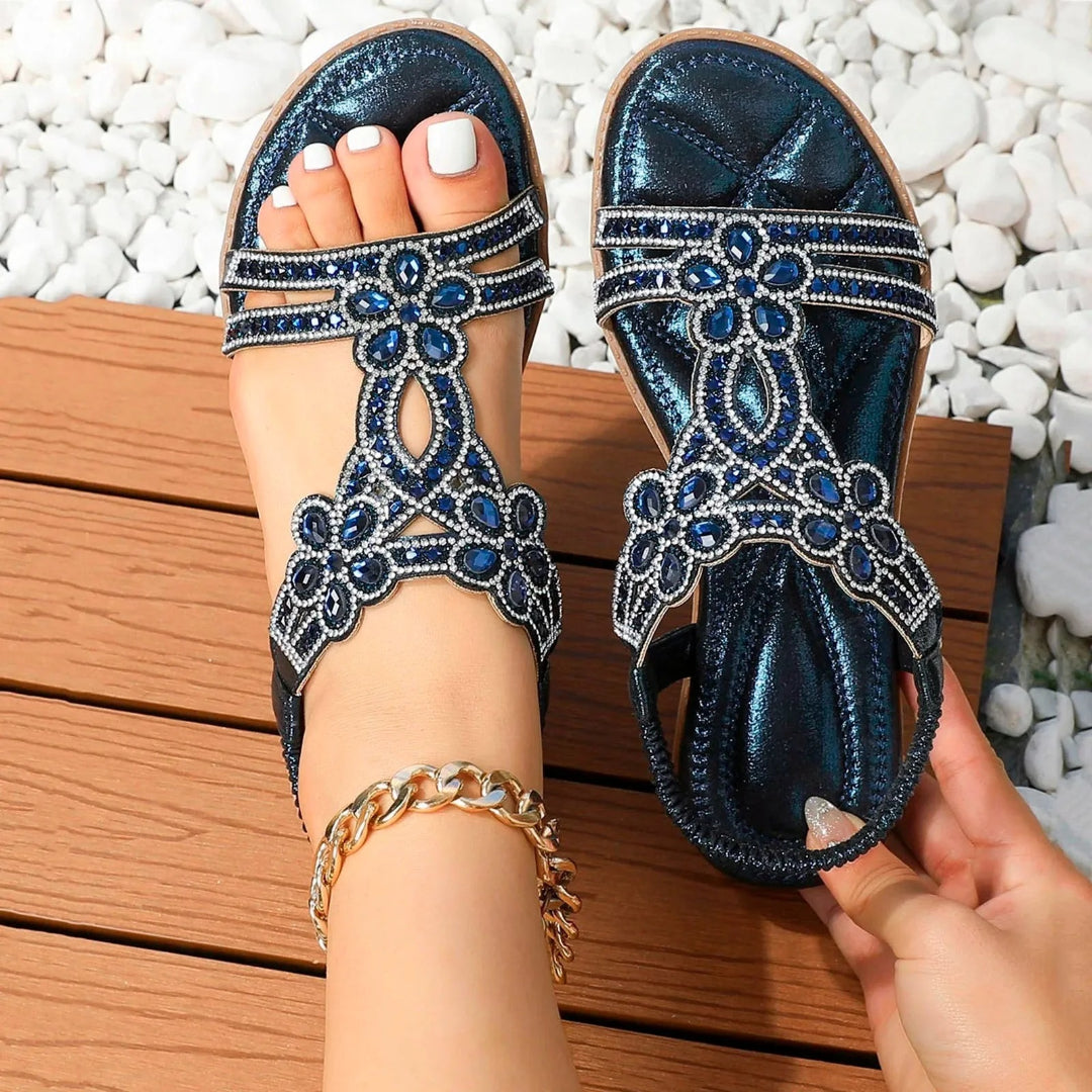 Open-toe sandals with crystal-embellished straps