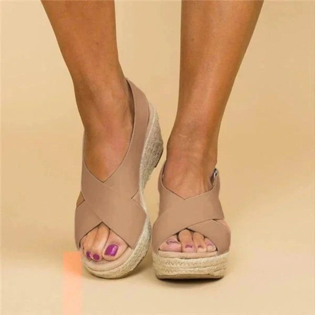 Wedge espadrilles with crisscross straps