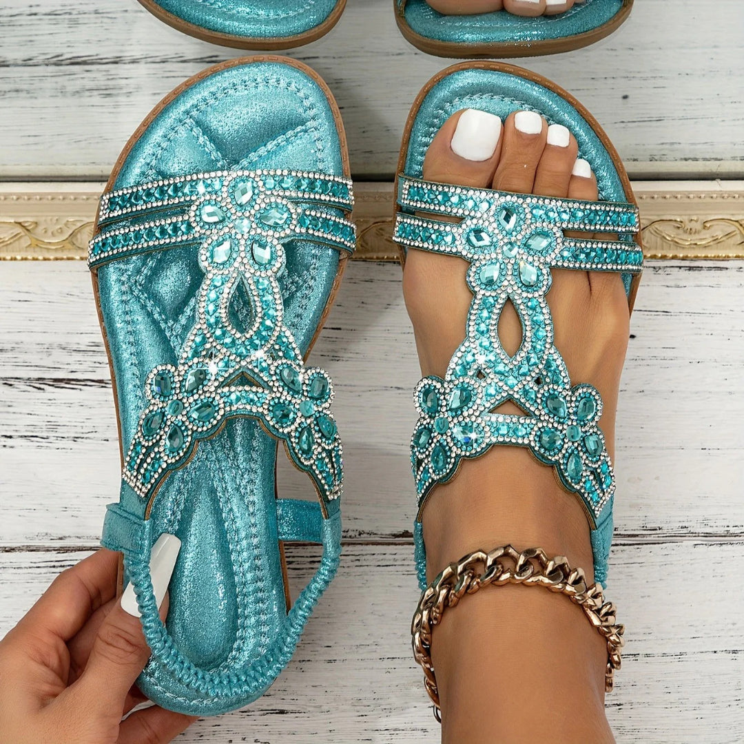 Open-toe sandals with crystal-embellished straps