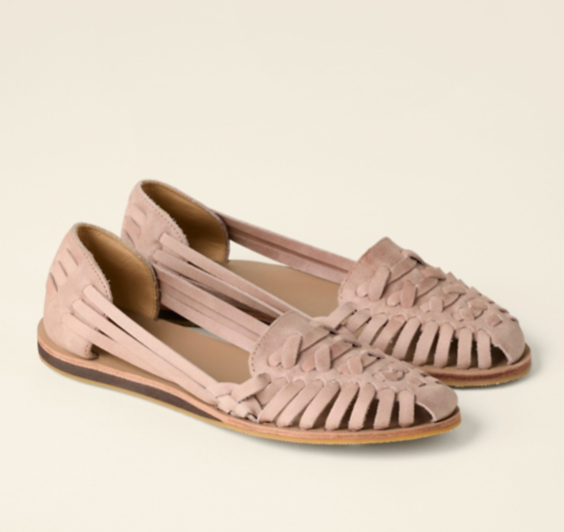 Woven flat leather sandals