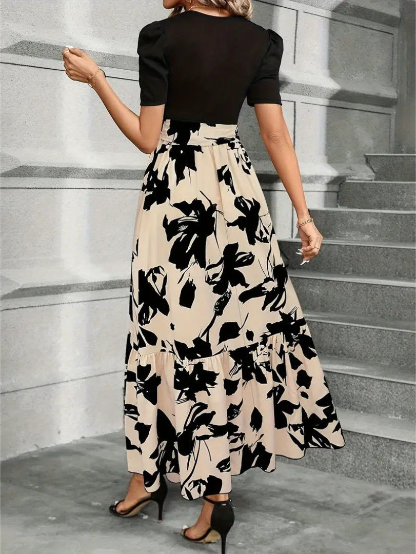 Floral maxi dress with waist bow