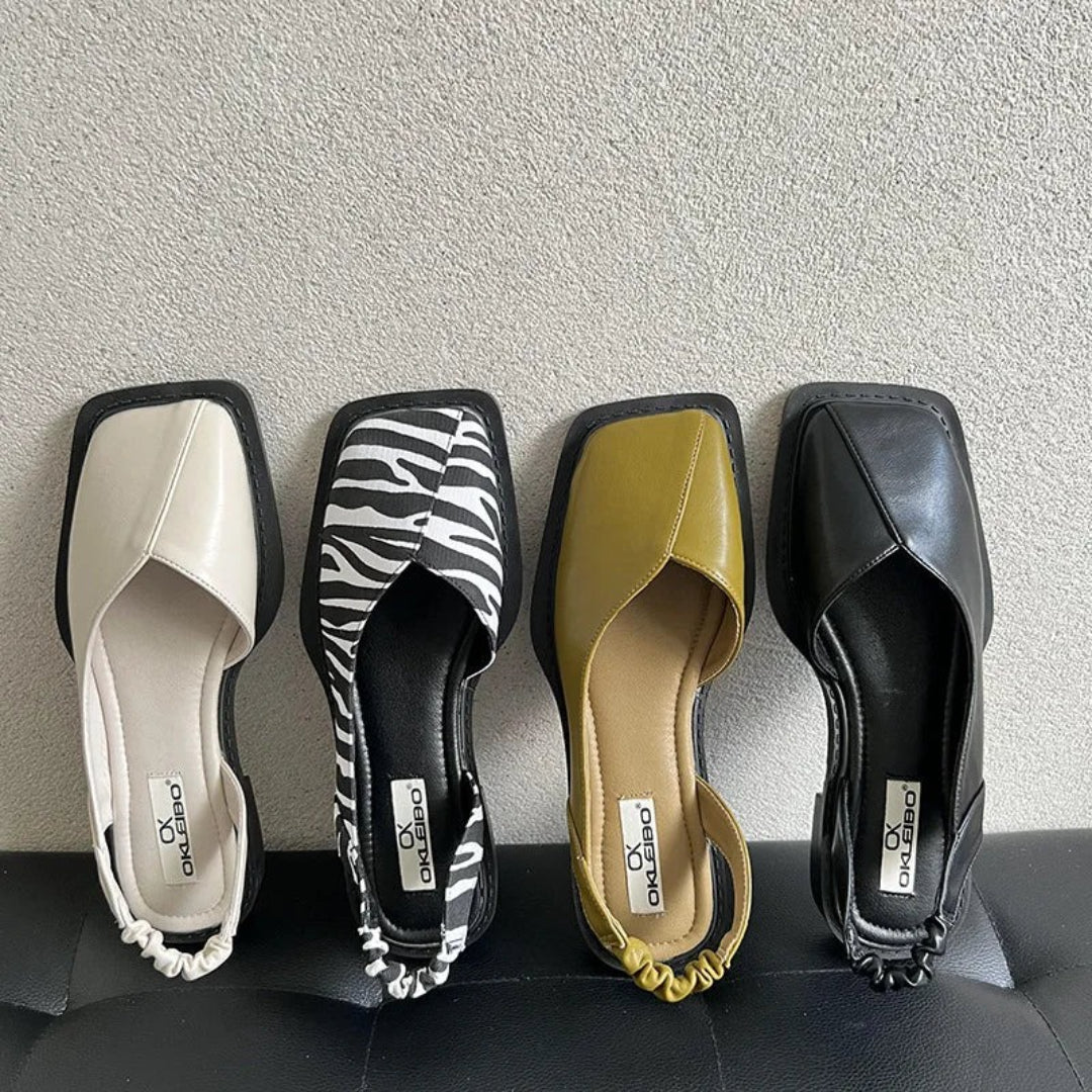Slingback sandals with square toe