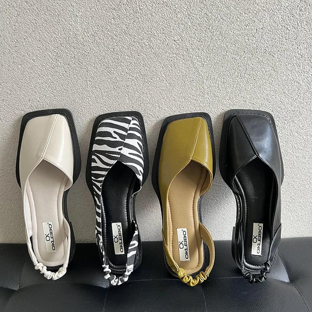 Slingback sandals with square toe