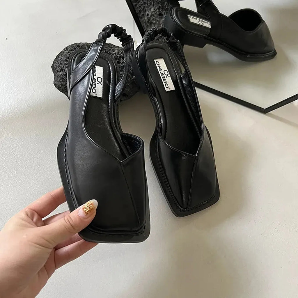 Slingback sandals with square toe