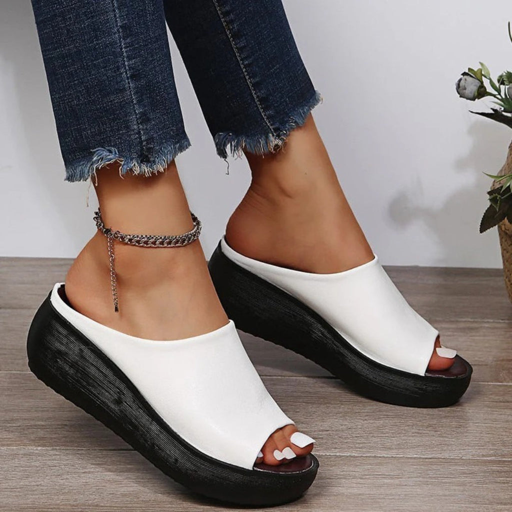 Platform slides with an open toe