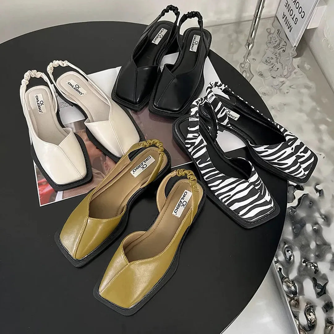 Slingback sandals with square toe