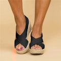 Jute wedge espadrille sandals with crisscross straps