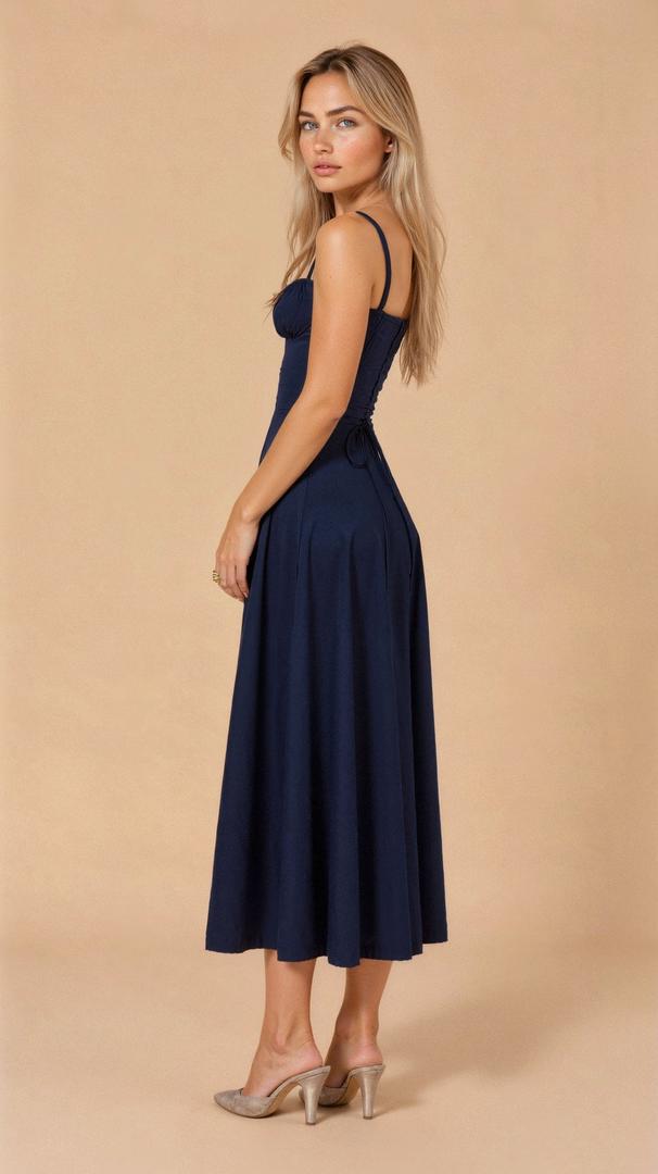 Floral corset-style midi dress with slit