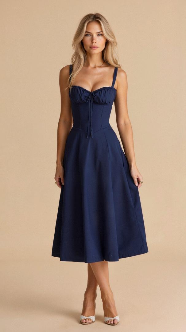 Floral corset-style midi dress with slit