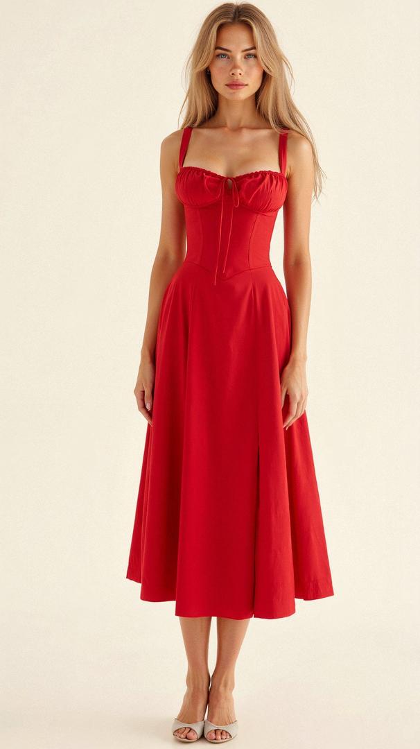 Floral corset-style midi dress with slit