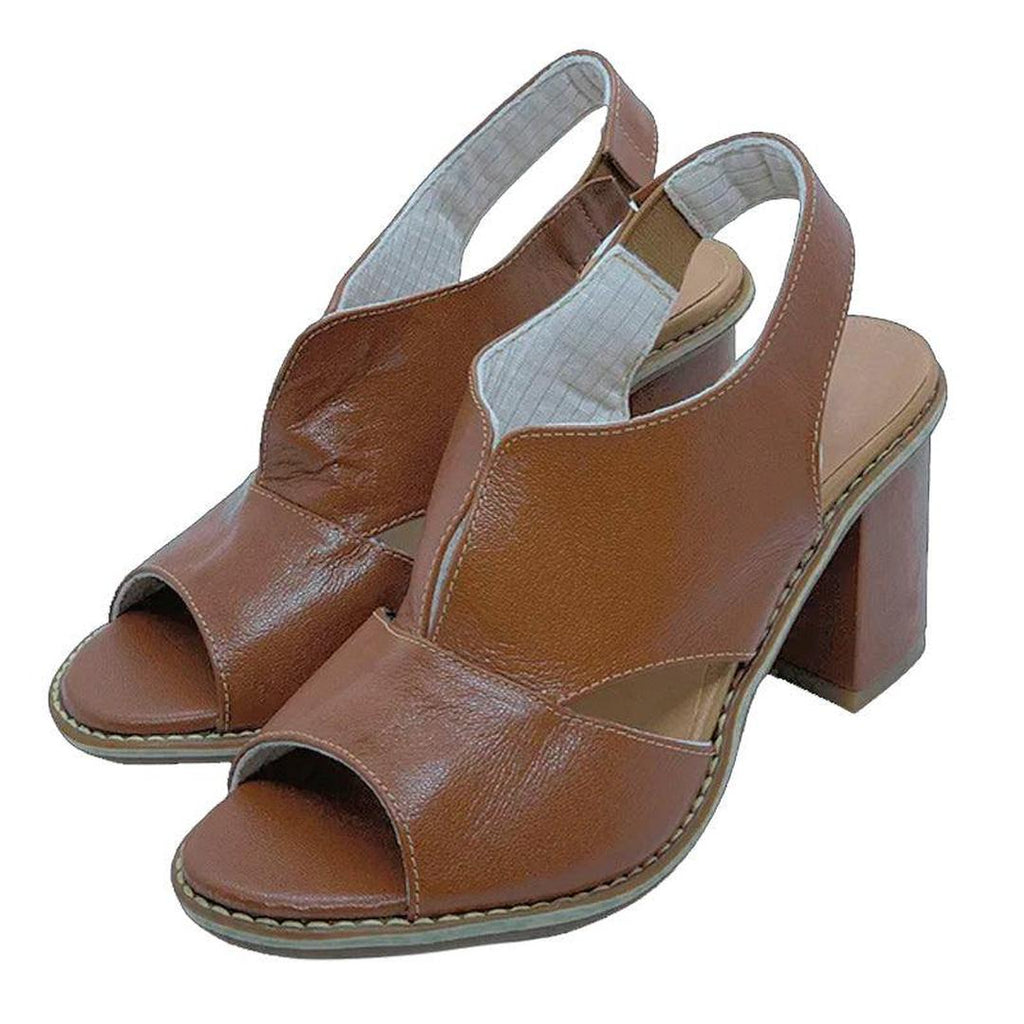 Leather open-toe block heel sandals