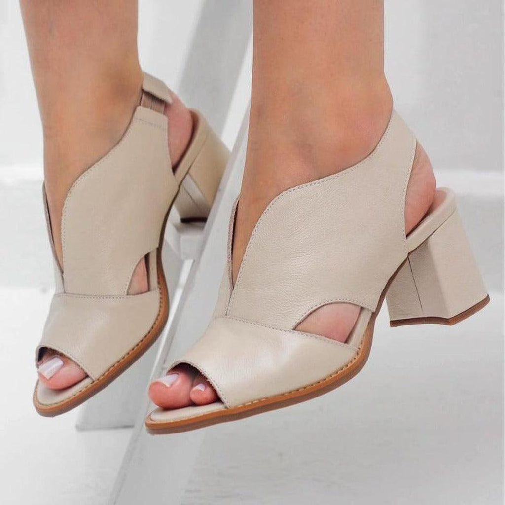 Leather open-toe block heel sandals