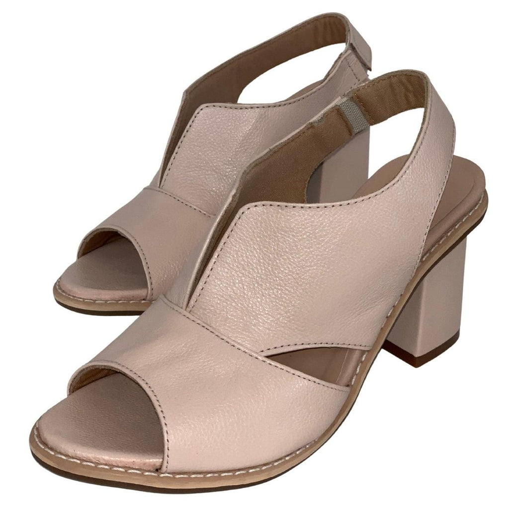 Leather open-toe block heel sandals