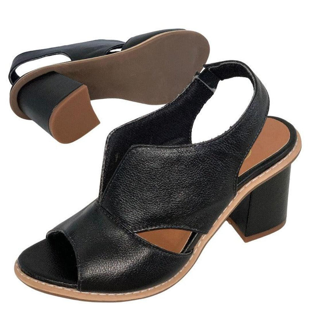 Leather open-toe block heel sandals