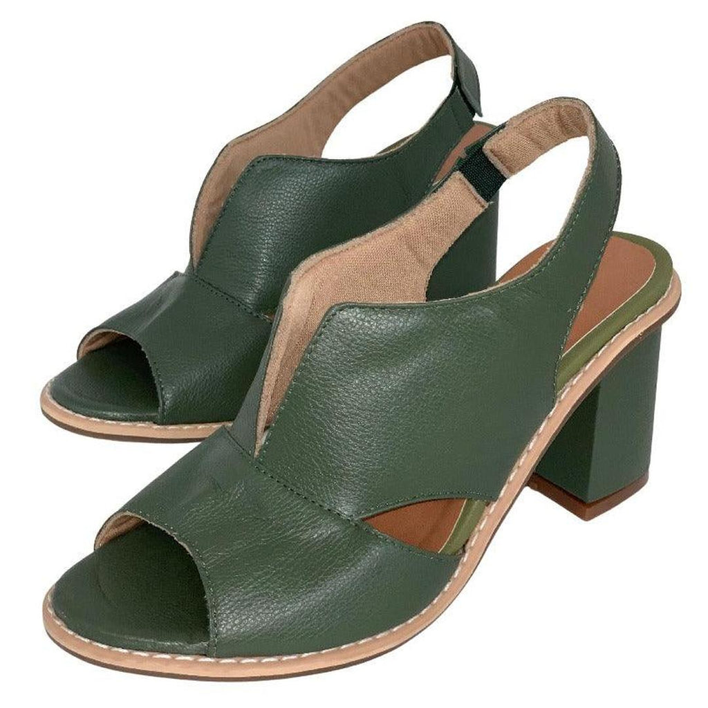 Leather open-toe block heel sandals