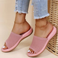 Knit open-toe slides